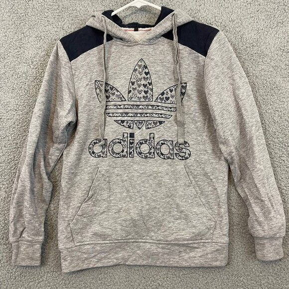 Adidas Hoodie Women’s Small Grey Pullover Athletic Sweater‎ Sweatshirt - Picture 1 of 12